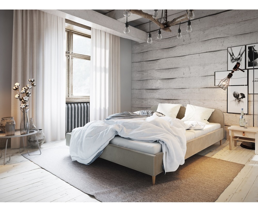 Hotelbett, Doppelbett 140x200 cm, Lattenrost mit Metallrahmen, OHNE Matratze, FREZJA T1