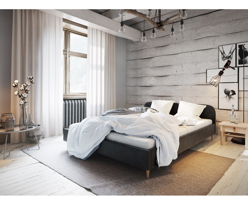 Hotelbett, Doppelbett 160x200 cm, Lattenrost mit Metallrahmen, OHNE Matratze, FREZJA T1