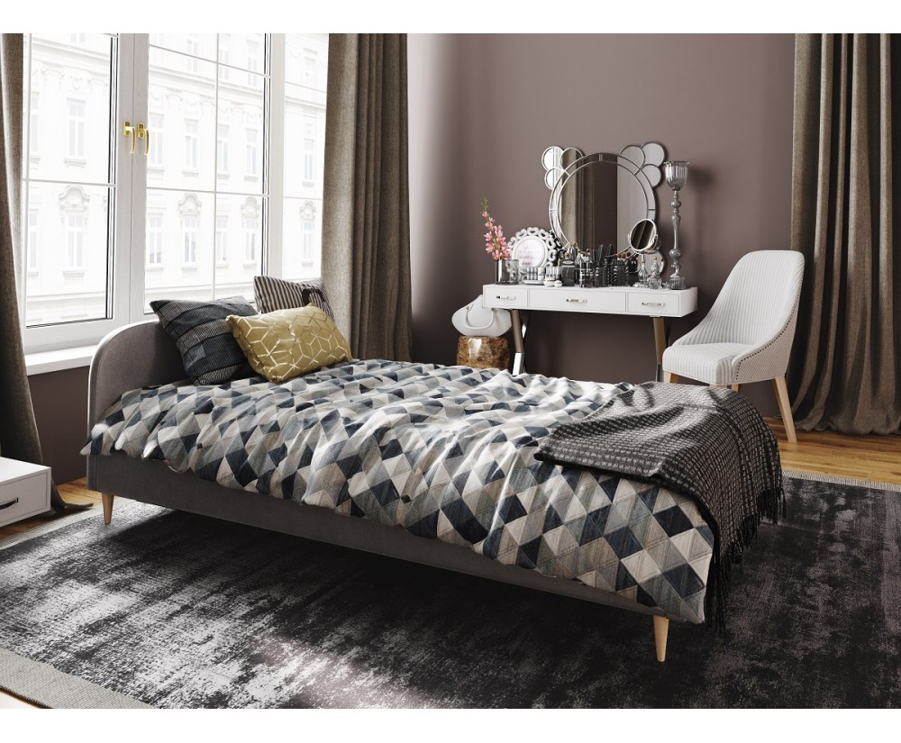 Hotelbett, Einzelbett 90x200 cm, Lattenrost mit Metallrahmen, OHNE Matratze, FREZJA T1