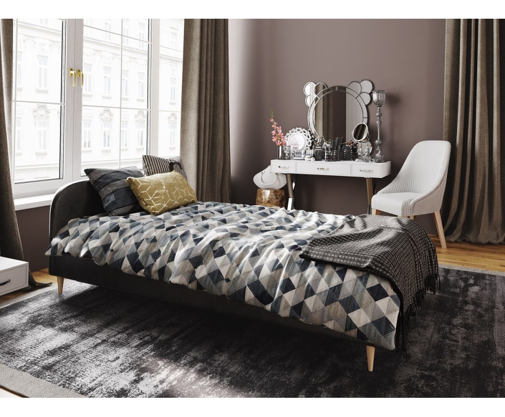 Hotelbett, Einzelbett 90x200 cm, Lattenrost mit Metallrahmen, OHNE Matratze, FREZJA T1