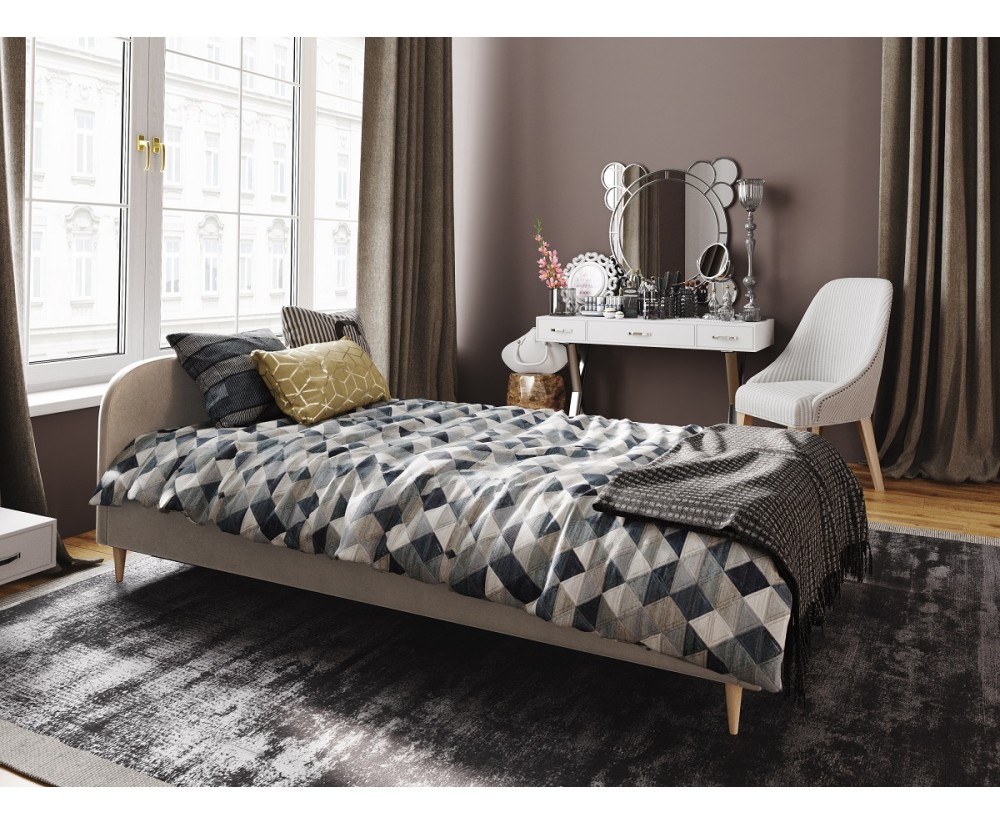 Hotelbett, Einzelbett 90x200 cm, Lattenrost mit Metallrahmen, OHNE Matratze, FREZJA T1