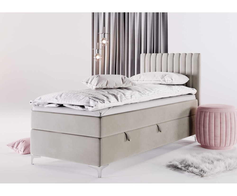 Jugendbett 90x200 cm, Einzelbett mit Bettkasten, auf Füßen, TRENTO 2M