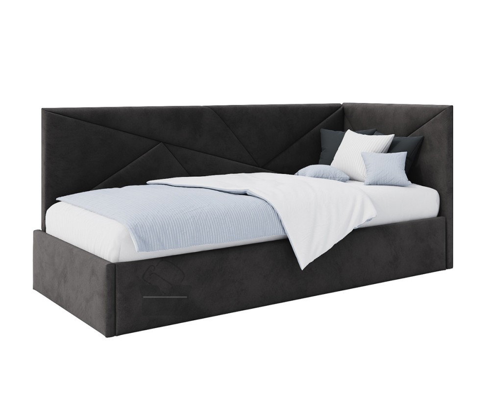 Polsterbett 90x200 cm, Lattenrost mit Metallrahmen, Jugendbett, mit Bettkasten, ohne Matratze, AMADEUSZ SM 02