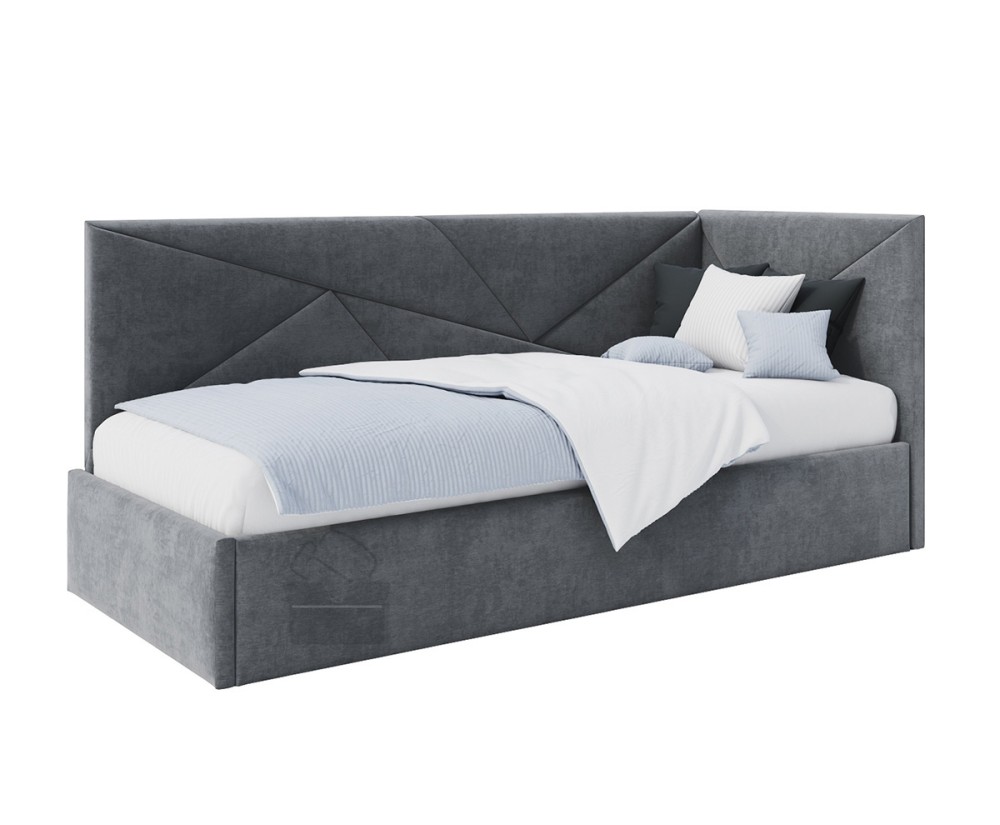 Polsterbett 90x200 cm, Lattenrost mit Metallrahmen, Jugendbett, mit Bettkasten, ohne Matratze, AMADEUSZ SM 02