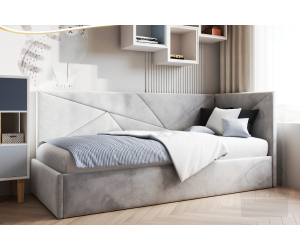 AMADEUSZ SM 02 Polsterbett 100x200 cm, Lattenrost mit Metallrahmen, Jugendbett, mit Bettkasten, ohne Matratze