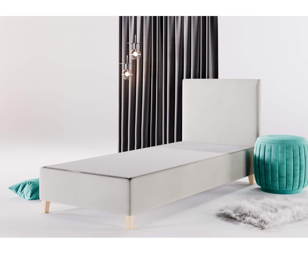 Einzelbett 80x200 cm, Hotelbett, Kopfteil glatt, Füße Buchenholz, BRISTOL 1H Einzelbett 80x200 cm, Hotelbett, Kopfteil glatt, Füße Buchenholz, BRISTOL 1H