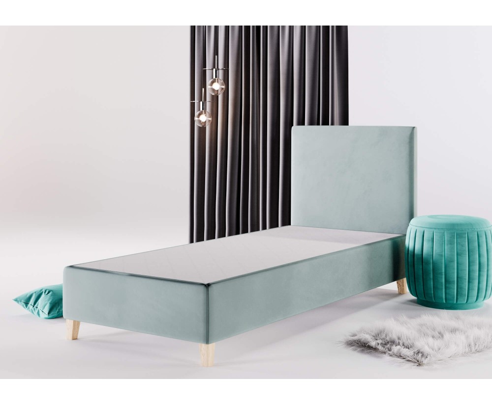Einzelbett 80x200 cm, Hotelbett, Kopfteil glatt, Füße Buchenholz, BRISTOL 1H Einzelbett 80x200 cm, Hotelbett, Kopfteil glatt, Füße Buchenholz, BRISTOL 1H