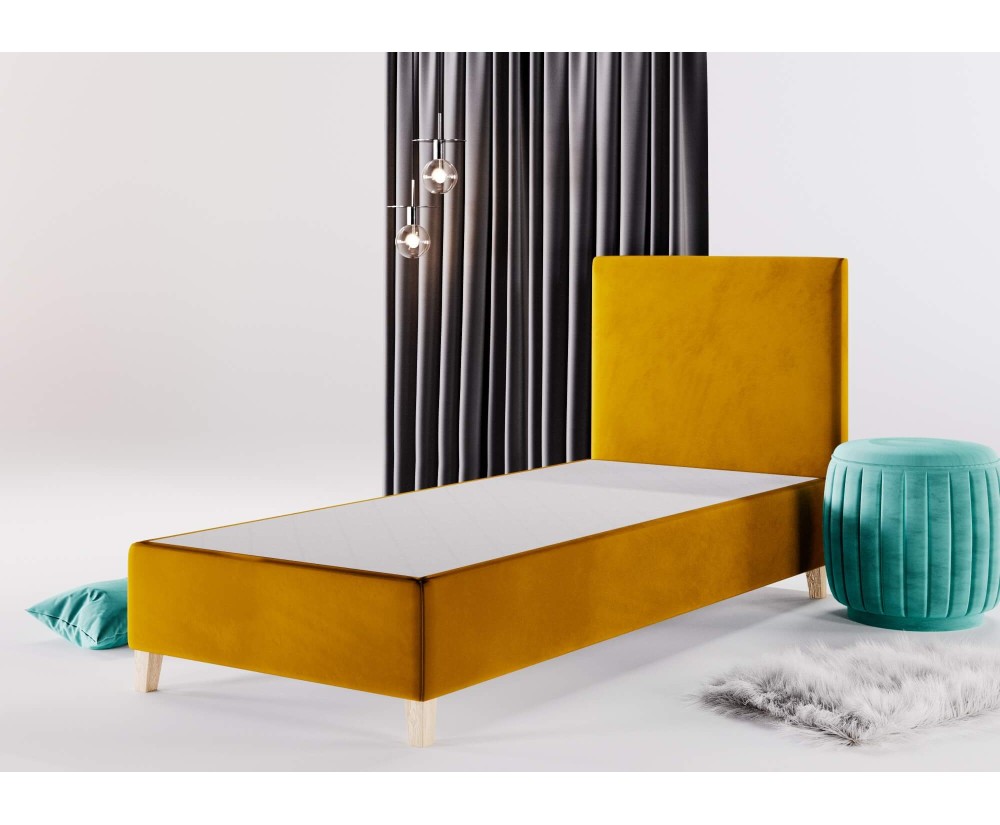 Einzelbett 80x200 cm, Hotelbett, Kopfteil glatt, Füße Buchenholz, BRISTOL 1H Einzelbett 80x200 cm, Hotelbett, Kopfteil glatt, Füße Buchenholz, BRISTOL 1H