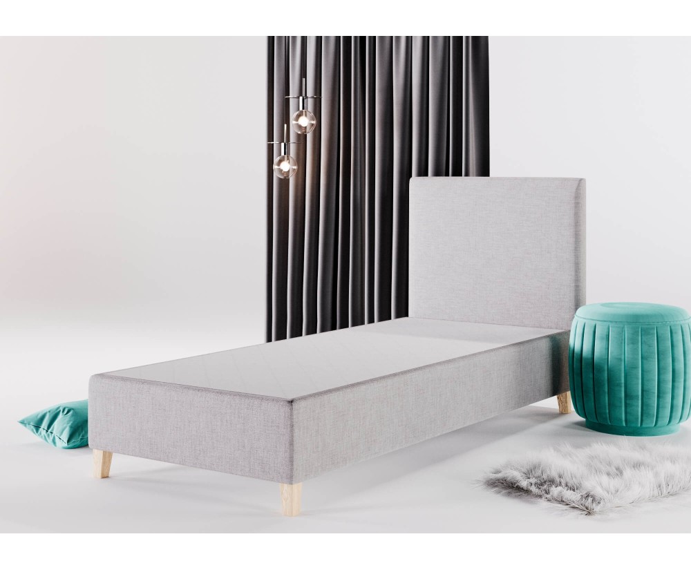 Einzelbett 90x200 cm für Ferienhäuser, Hotelbett, Kopfteil glatt, Füße Buchenholz, BRISTOL 1H Einzelbett 90x200 cm für Ferienhäuser, Hotelbett, Kopfteil glatt, Füße Buchenholz, BRISTOL 1H