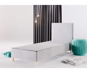 BRISTOL 1H Bettgestell 120x200 cm, Hotelbett ohne Matratze, Kopfteil glatt, Füße Buchenholz