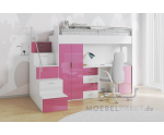 MAJA 4S Hochbett, Etagenbett mit Kleiderschrank, Schreibtisch, Lattenrost, Farbvarianten!