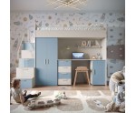 MAJA 4S Hochbett, Etagenbett mit Kleiderschrank, Schreibtisch, Lattenrost, Kaschmir