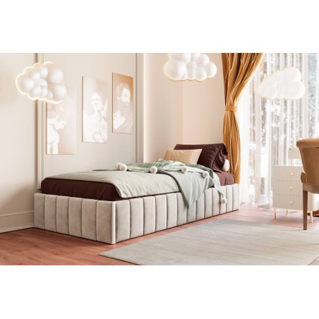 DRAGO SM 02 Polsterbett 90x200 cm, Einzelbett ohne Kopfteil, Lattenrost mit Metallrahmen