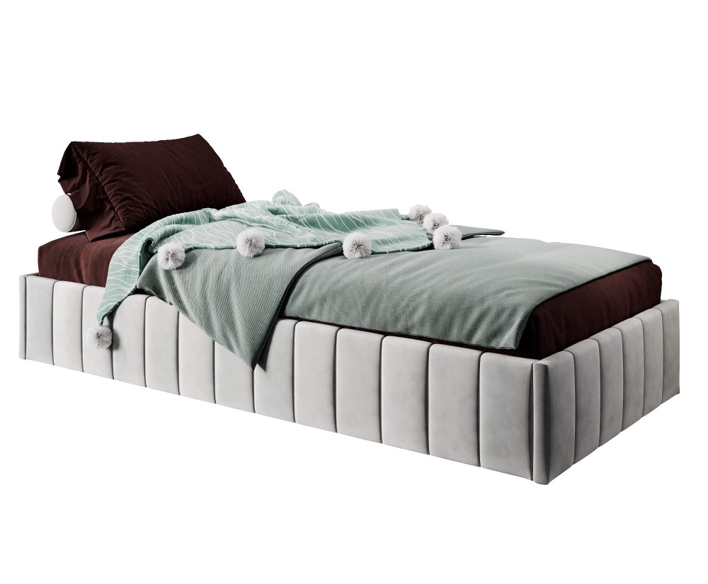 DRAGO SM 02 Einzelbett 100x200 cm, Polsterbett ohne Kopfteil, Lattenrost mit Metallrahmen