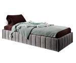 Einzelbett 100x200 cm, Polsterbett ohne Kopfteil, Lattenrost mit Metallrahmen, DRAGO SM 02