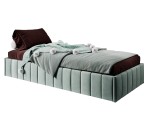 Einzelbett 100x200 cm, Polsterbett ohne Kopfteil, Lattenrost mit Metallrahmen, DRAGO SM 02