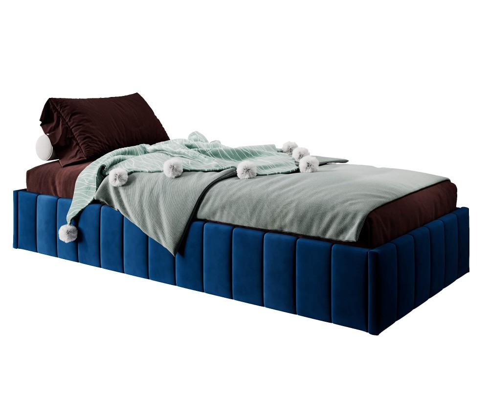 Jugendbett 120x200 cm, Polsterbett ohne Kopfteil, Lattenrost mit Metallrahmen, DRAGO SM 02