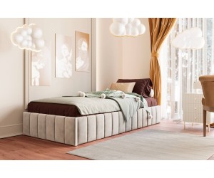 DRAGO SM 02 Jugendbett 120x200 cm, Polsterbett ohne Kopfteil, Lattenrost mit Metallrahmen