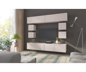 CAMERON Hängeschrank Quadrat 34 cm, Wandschrank, griffloses Design, Kaschmir