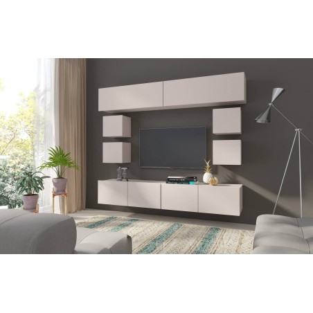 CAMERON Hängeschrank Quadrat 34 cm, Wandschrank, griffloses Design, Kaschmir