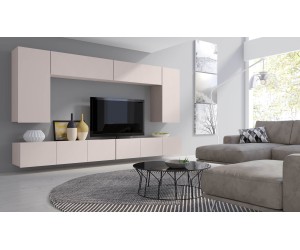 CAMERON 13 Wohnzimmer-Set, Wohnwand Komplett-Set 6-St., griffloses Design, Kaschmir