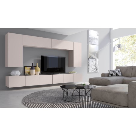 CAMERON 13 Wohnzimmer-Set, Wohnwand Komplett-Set 6-St., griffloses Design, Kaschmir