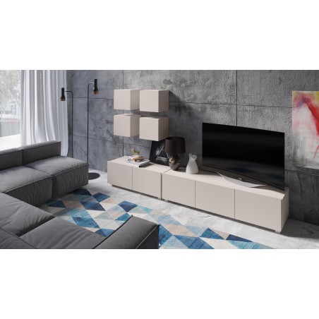 CAMERON 18 Wohnzimmer-Set, Wohnwand Komplett-Set 6-St., griffloses Design, Kaschmir