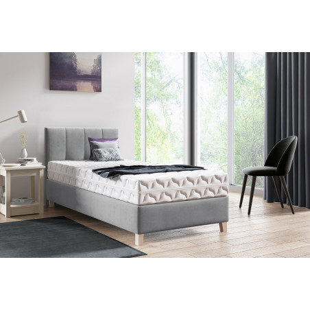 Einzelbett 80x200 cm, Hotelbett, Kopfteil mit vertikalen breiten Streifen, BRISTOL 4H