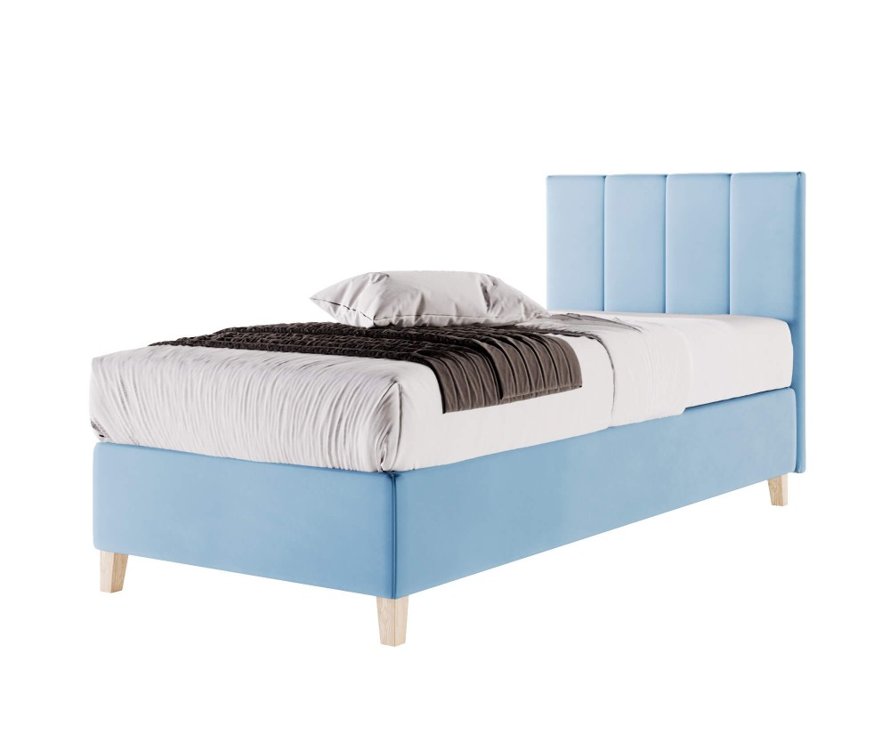 Einzelbett 80x200 cm, Hotelbett, Kopfteil mit vertikalen breiten Streifen, BRISTOL 4H