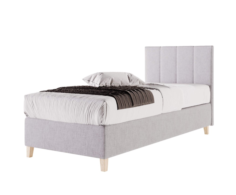 Einzelbett 80x200 cm, Hotelbett, Kopfteil mit vertikalen breiten Streifen, BRISTOL 4H