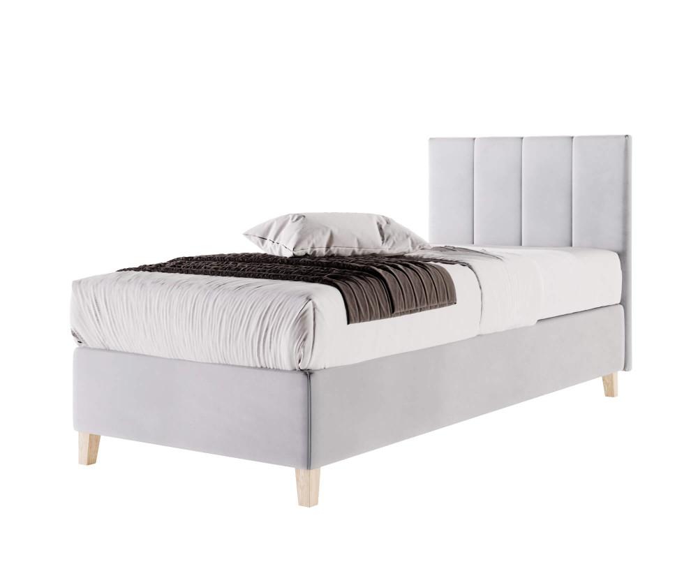Einzelbett 90x200 cm, Hotelbett, Kopfteil mit vertikalen breiten Streifen, BRISTOL 4H