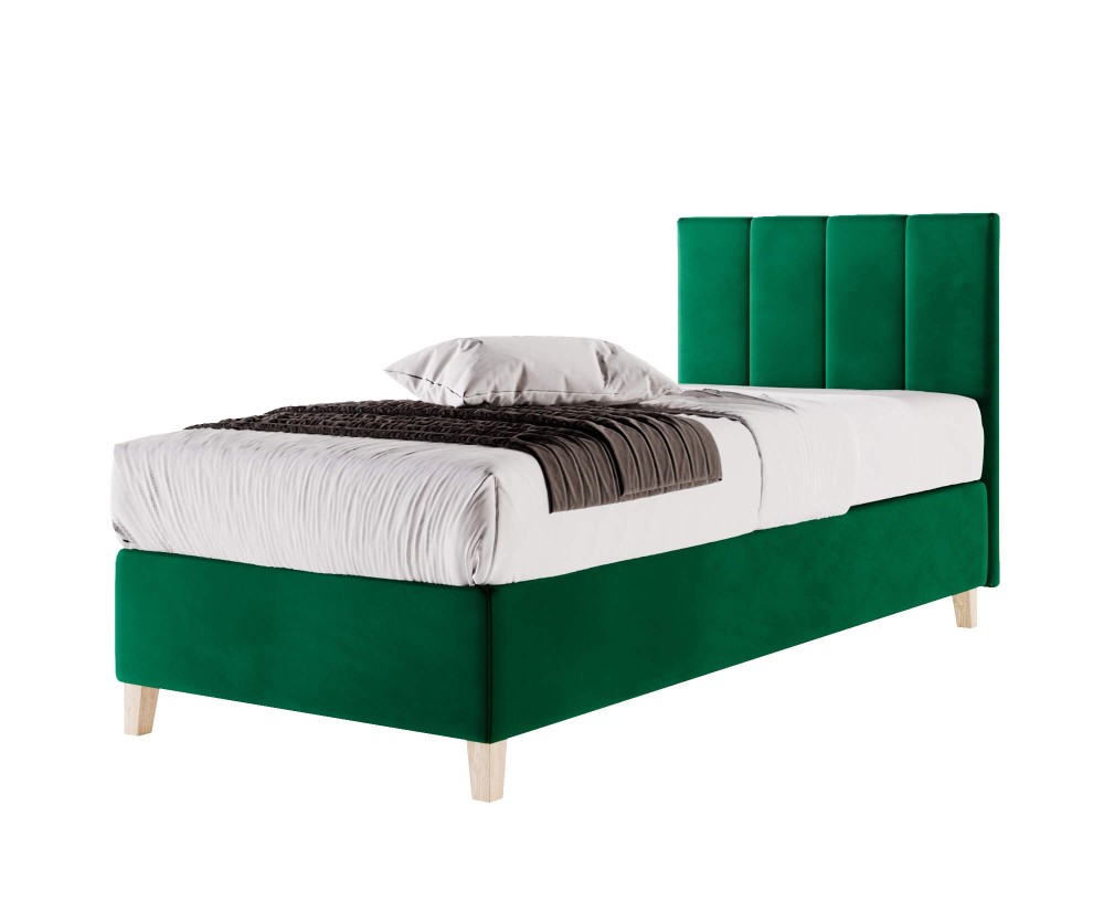 Einzelbett 90x200 cm, Hotelbett, Kopfteil mit vertikalen breiten Streifen, BRISTOL 4H Einzelbett 90x200 cm, Hotelbett, Kopfteil mit vertikalen breiten Streifen, BRISTOL 4H