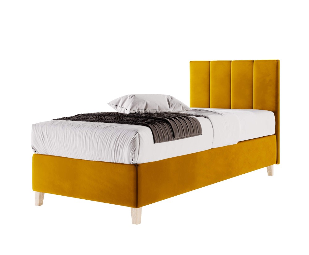 Einzelbett 90x200 cm, Hotelbett, Kopfteil mit vertikalen breiten Streifen, BRISTOL 4H Einzelbett 90x200 cm, Hotelbett, Kopfteil mit vertikalen breiten Streifen, BRISTOL 4H