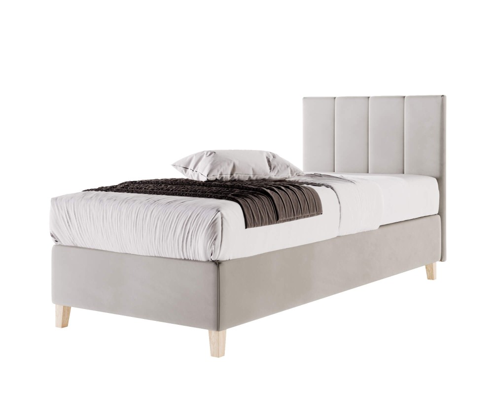 Einzelbett 90x200 cm, Hotelbett, Kopfteil mit vertikalen breiten Streifen, BRISTOL 4H Einzelbett 90x200 cm, Hotelbett, Kopfteil mit vertikalen breiten Streifen, BRISTOL 4H