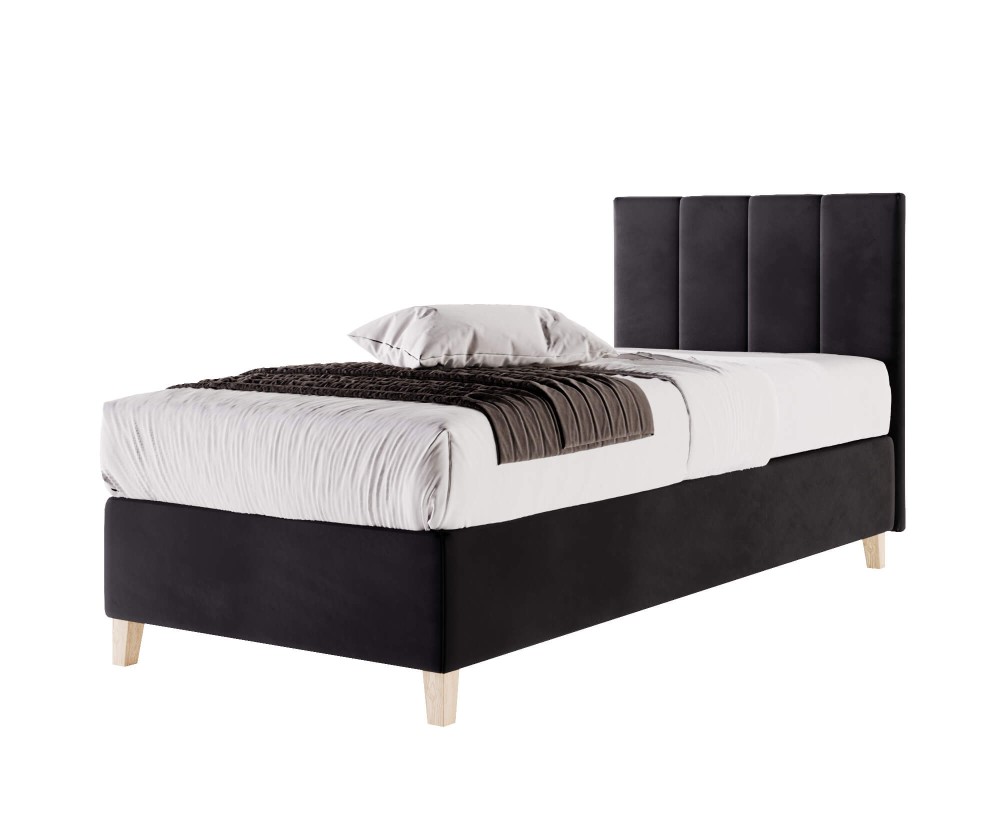 Einzelbett 120x200 cm, Hotelbett, Kopfteil mit vertikalen breiten Streifen, BRISTOL 4H