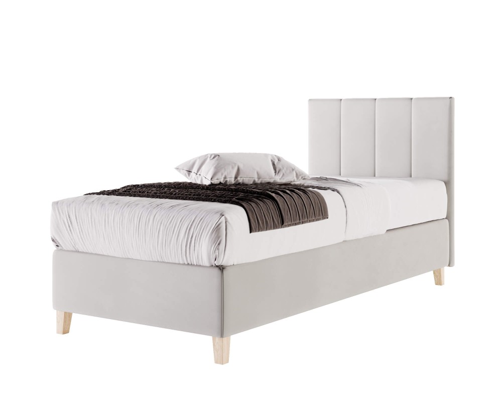 Einzelbett 120x200 cm, Hotelbett, Kopfteil mit vertikalen breiten Streifen, BRISTOL 4H