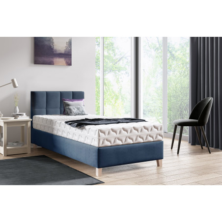 Einzelbett 80x200 cm, Hotelbett, Kopfteil mit Rechteck-Steppung, BRISTOL 3H