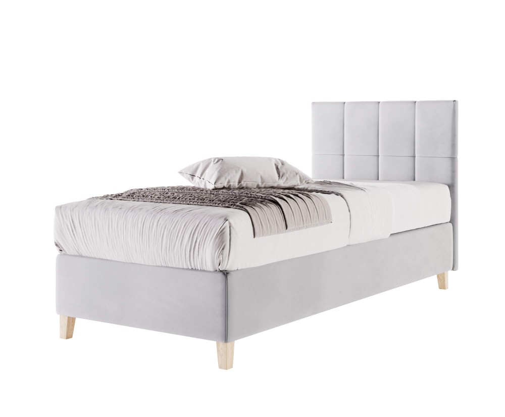 Einzelbett 80x200 cm, Hotelbett, Kopfteil mit Rechteck-Steppung, BRISTOL 3H