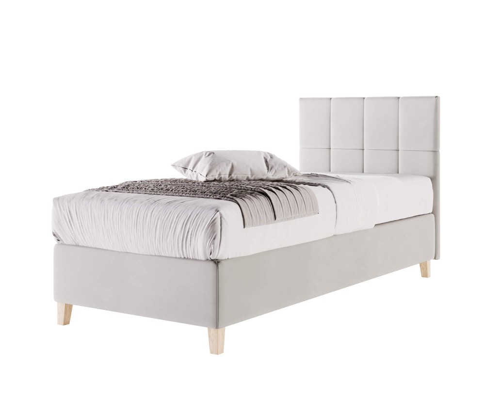 Einzelbett 80x200 cm, Hotelbett, Kopfteil mit Rechteck-Steppung, BRISTOL 3H