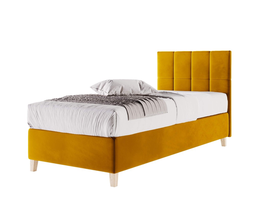 Einzelbett 80x200 cm, Hotelbett, Kopfteil mit Rechteck-Steppung, BRISTOL 3H