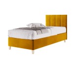 Einzelbett 80x200 cm, Hotelbett, Kopfteil mit Rechteck-Steppung, BRISTOL 3H