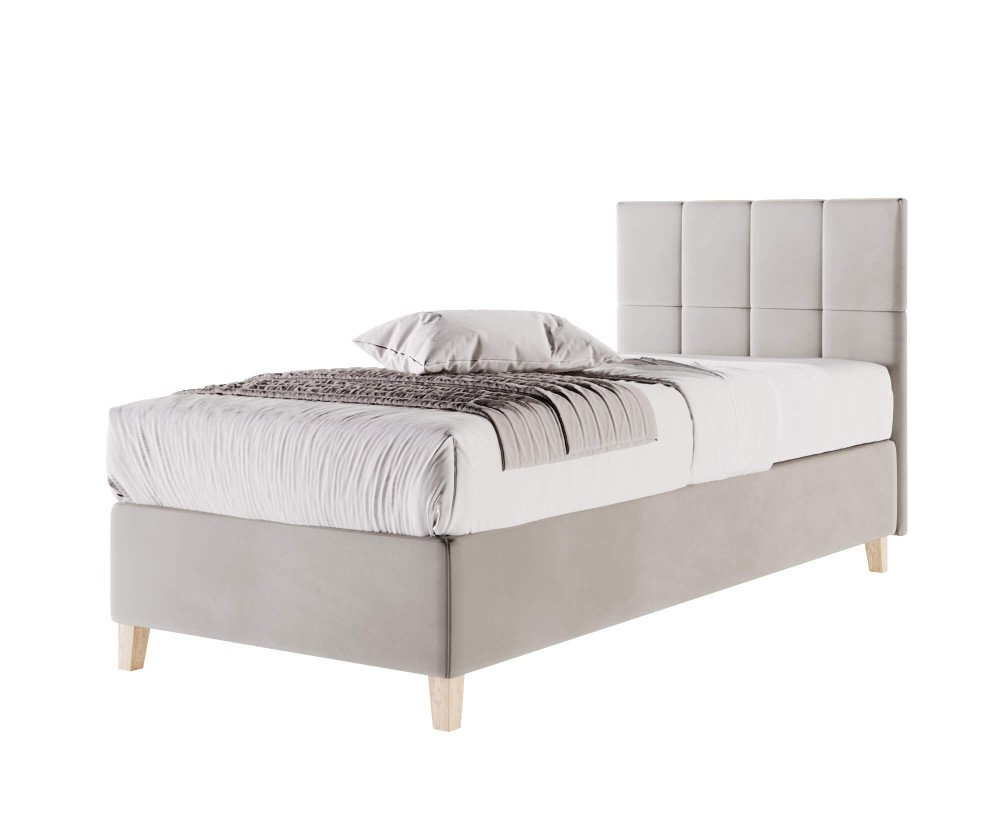 Einzelbett 80x200 cm, Hotelbett, Kopfteil mit Rechteck-Steppung, BRISTOL 3H
