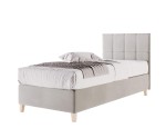 Einzelbett 80x200 cm, Hotelbett, Kopfteil mit Rechteck-Steppung, BRISTOL 3H