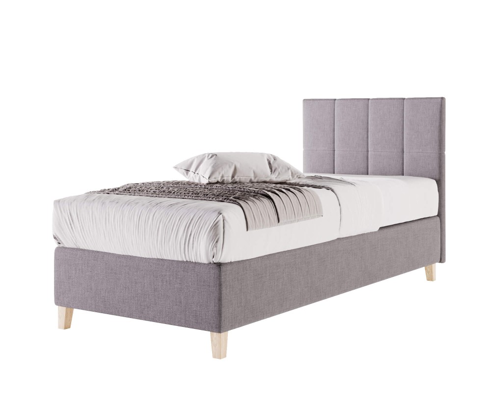 Einzelbett 80x200 cm, Hotelbett, Kopfteil mit Rechteck-Steppung, BRISTOL 3H