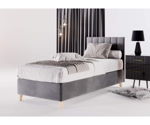 BRISTOL 2H Einzelbett 80x200 cm für Pensionen, Hotelbett, Kopfteil mit vertikaler Steppung