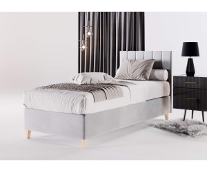 Hotelbett 90x200 cm, Einzebett für Pensionen, Kopfteil mit vertikaler Steppung, BRISTOL 2H