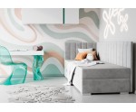 Einzelbett 100x200 cm, Polsterbett, Jugendbett mit Bettkasten, INTARO A40