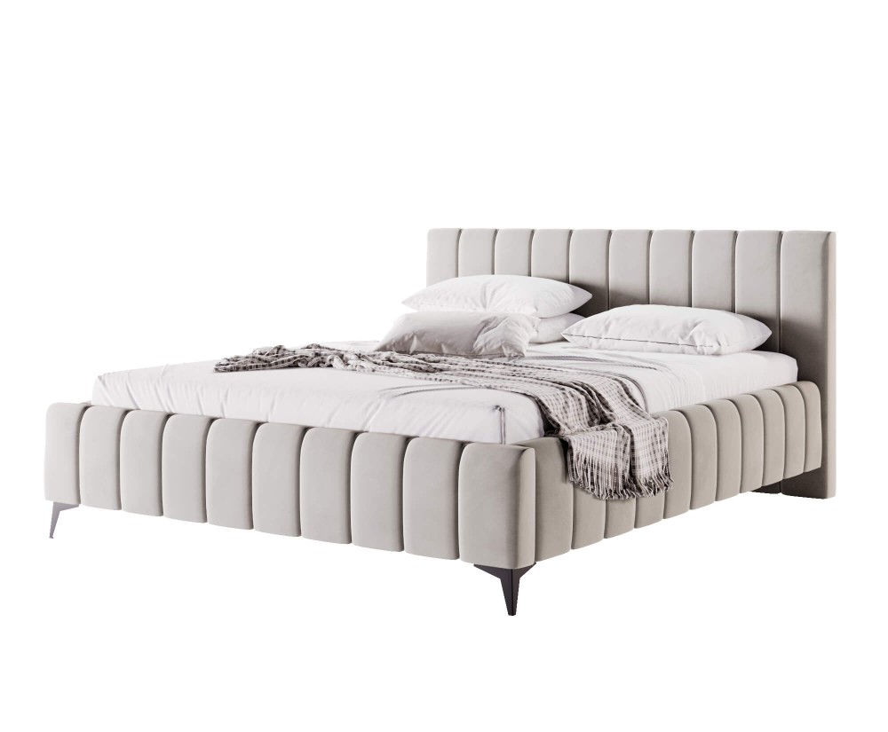 Doppelbett 160x200 cm für Schlafzimmer mit Kopfteil, Stauraum, Lattenrost mit Metallrahmen, Polsterbett IMPERIA S15