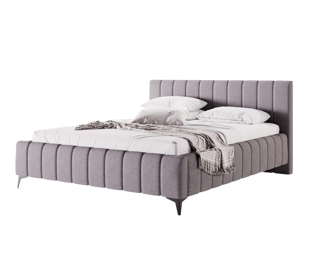 Doppelbett 160x200 cm für Schlafzimmer mit Kopfteil, Stauraum, Lattenrost mit Metallrahmen, Polsterbett IMPERIA S15