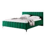 Schlafzimmerbett 180x200 cm mit vertikalen Nähten, Bettkasten, Lattenrost mit Metallrahmen, Doppelbett IMPERIA S15